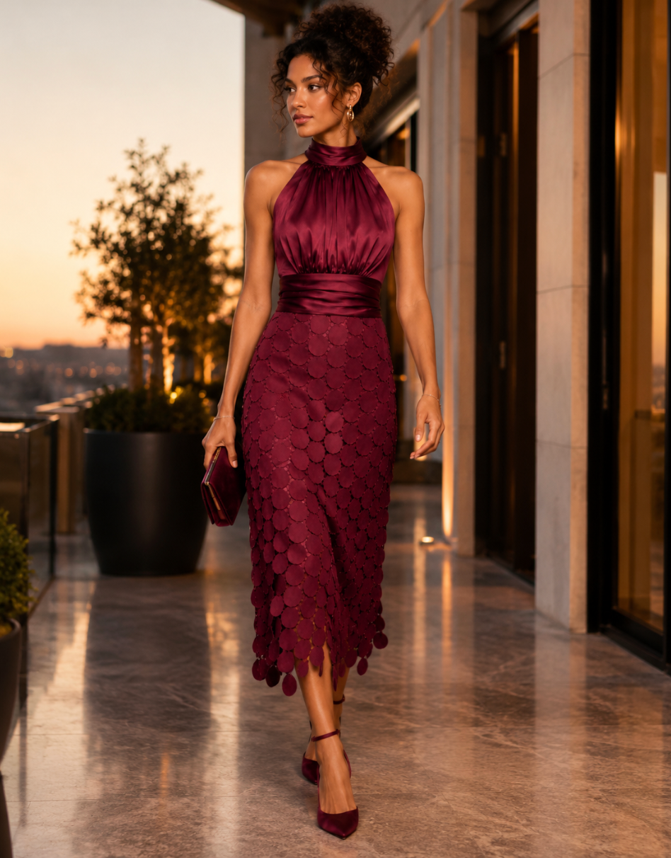 Vestido con Cuello Halter
