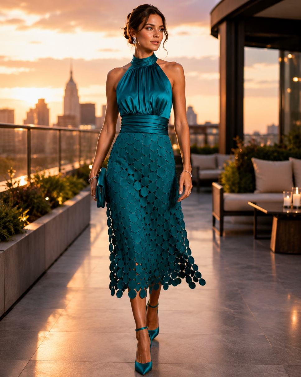 Vestido con Cuello Halter