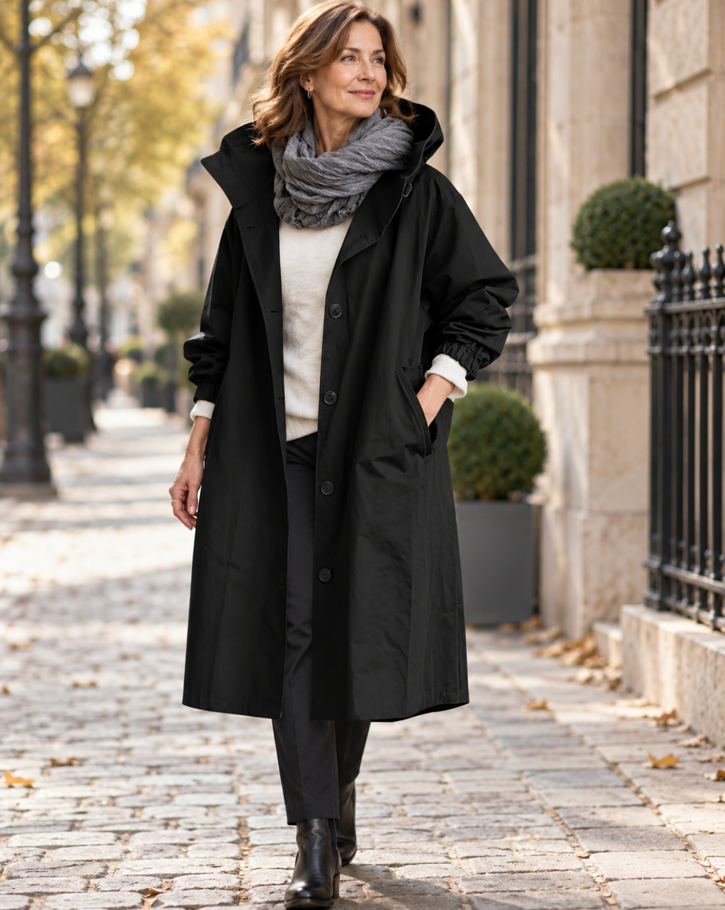 Gabardina Elegante con Capucha