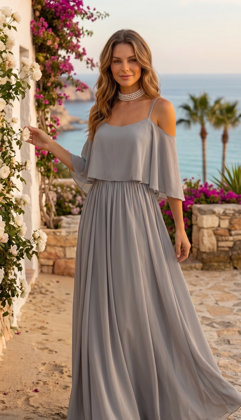 Conjunto gris con top de tirantes finos y pantalones ligeros Isabela
