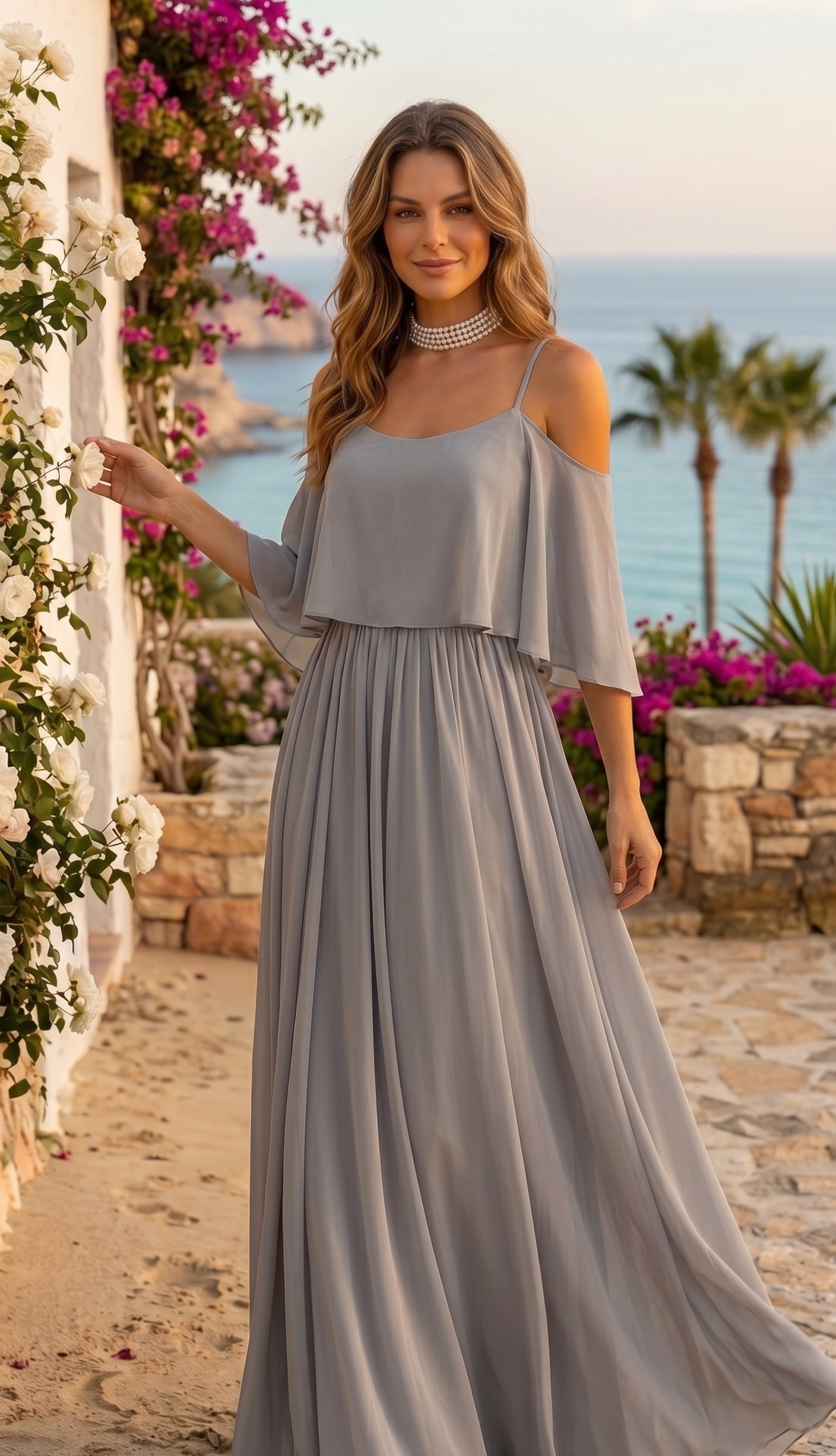 Conjunto gris con top de tirantes finos y pantalones ligeros Isabela