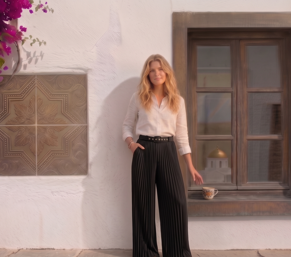 Pantalones negros de satén Lerenza